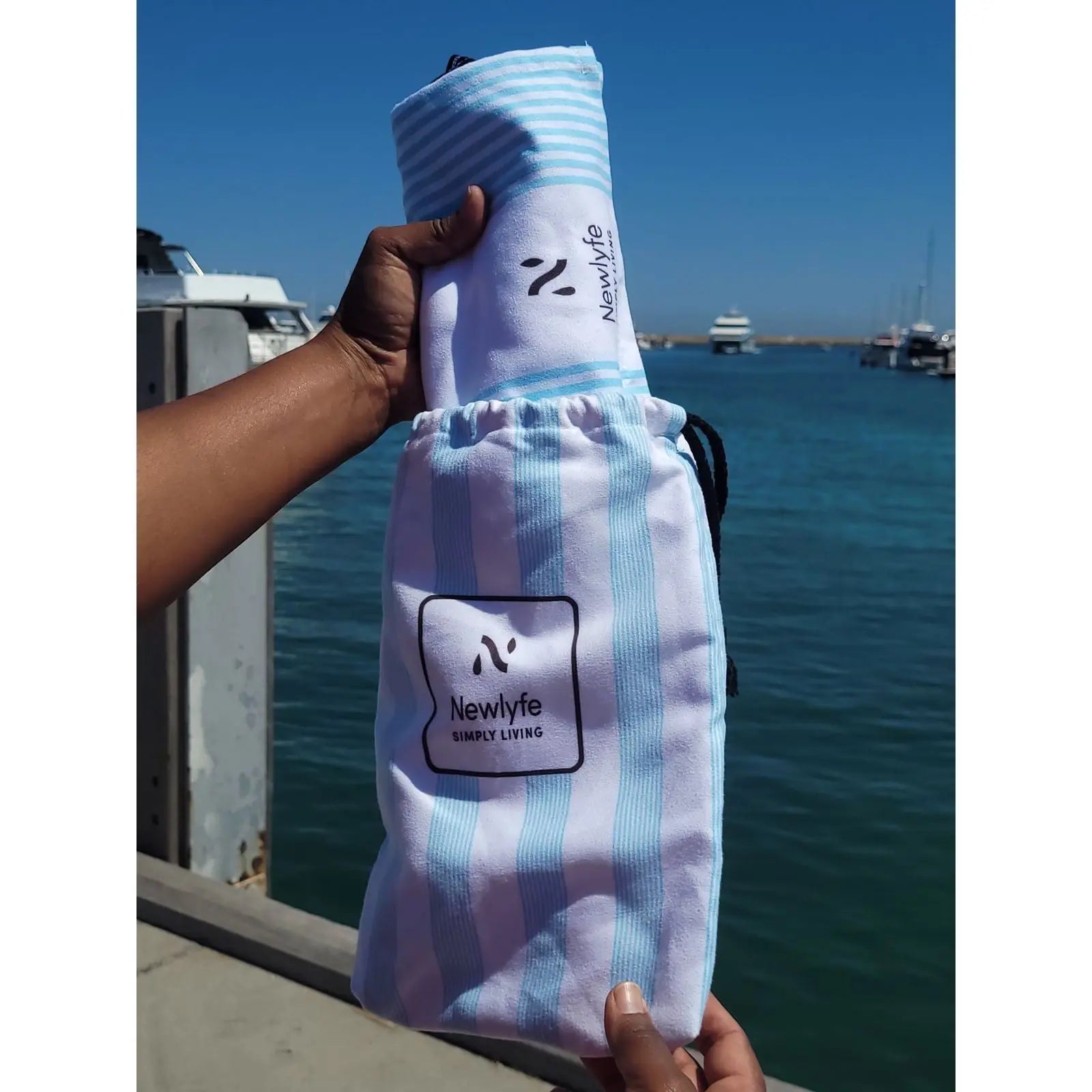 Calvi Sky Blue Signature Sand-Free Beach Towel Newlyfe