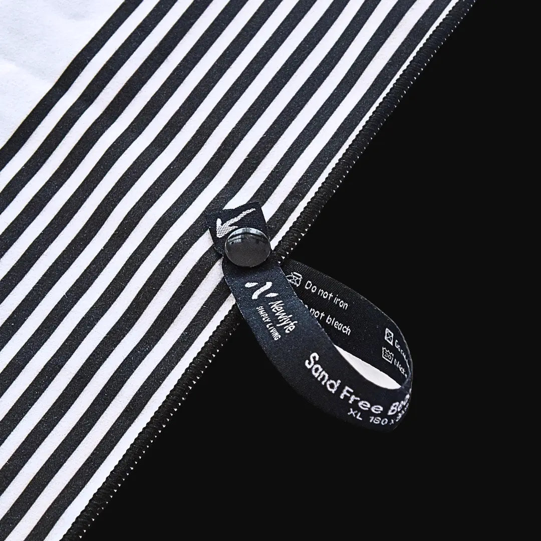 Santorini Black Signature Sand-Free Beach Towel Newlyfe
