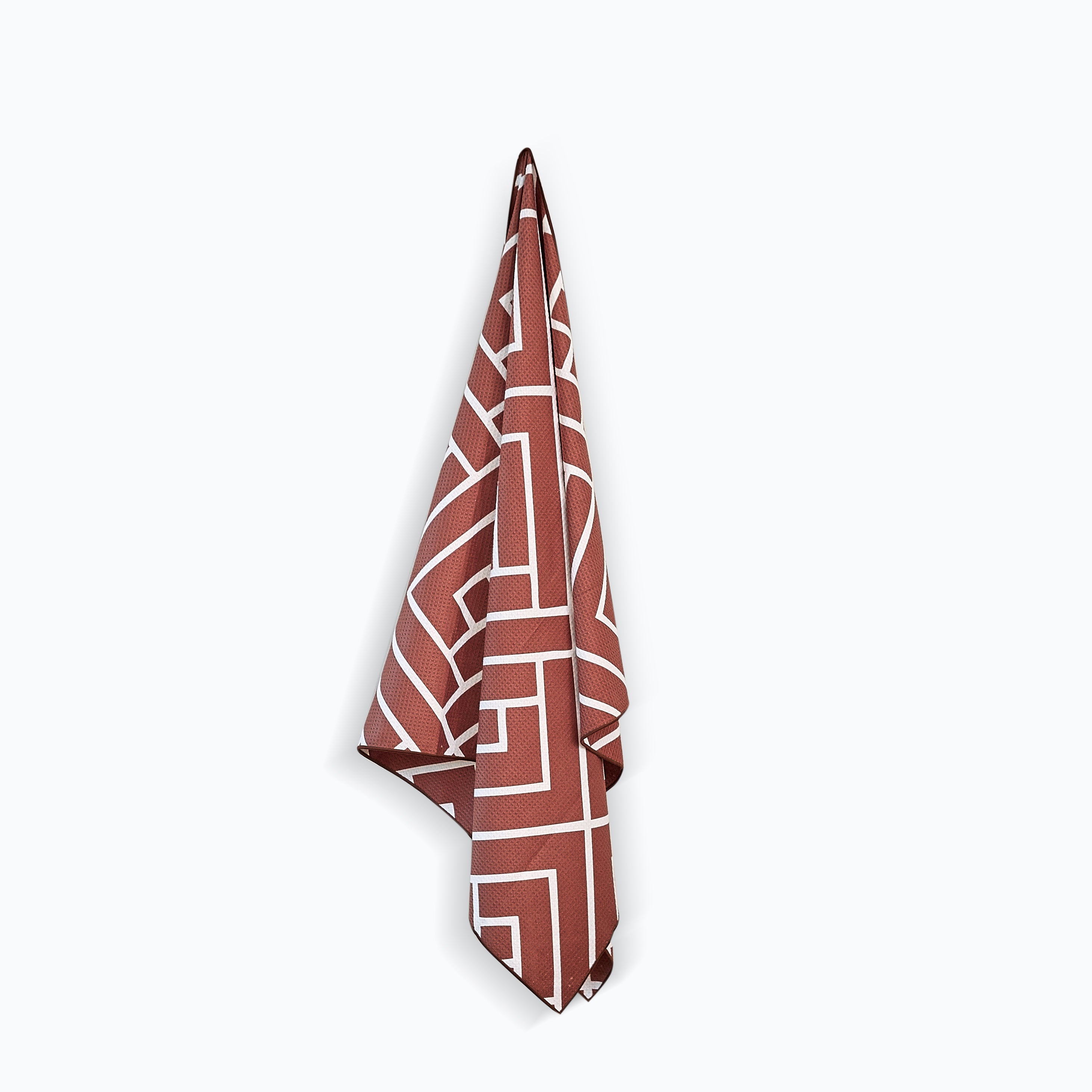 Rust Newlyfe waffle-weave bath towel hanging