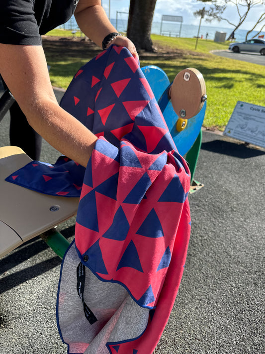 Blue/Red Gym Towel & Pouch